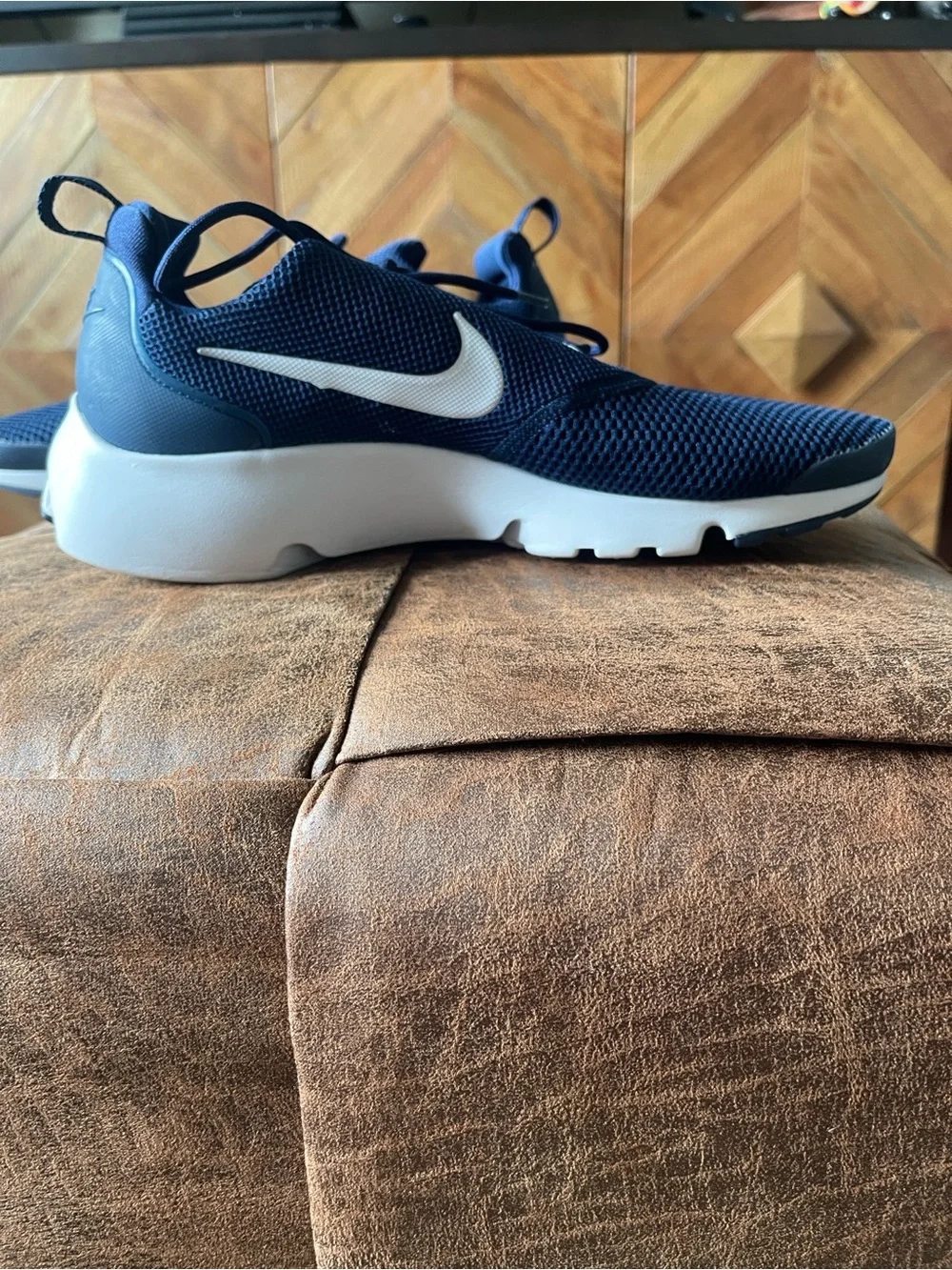 Nike Men’s Navy Blue Mesh Sneakers with White Swoosh
